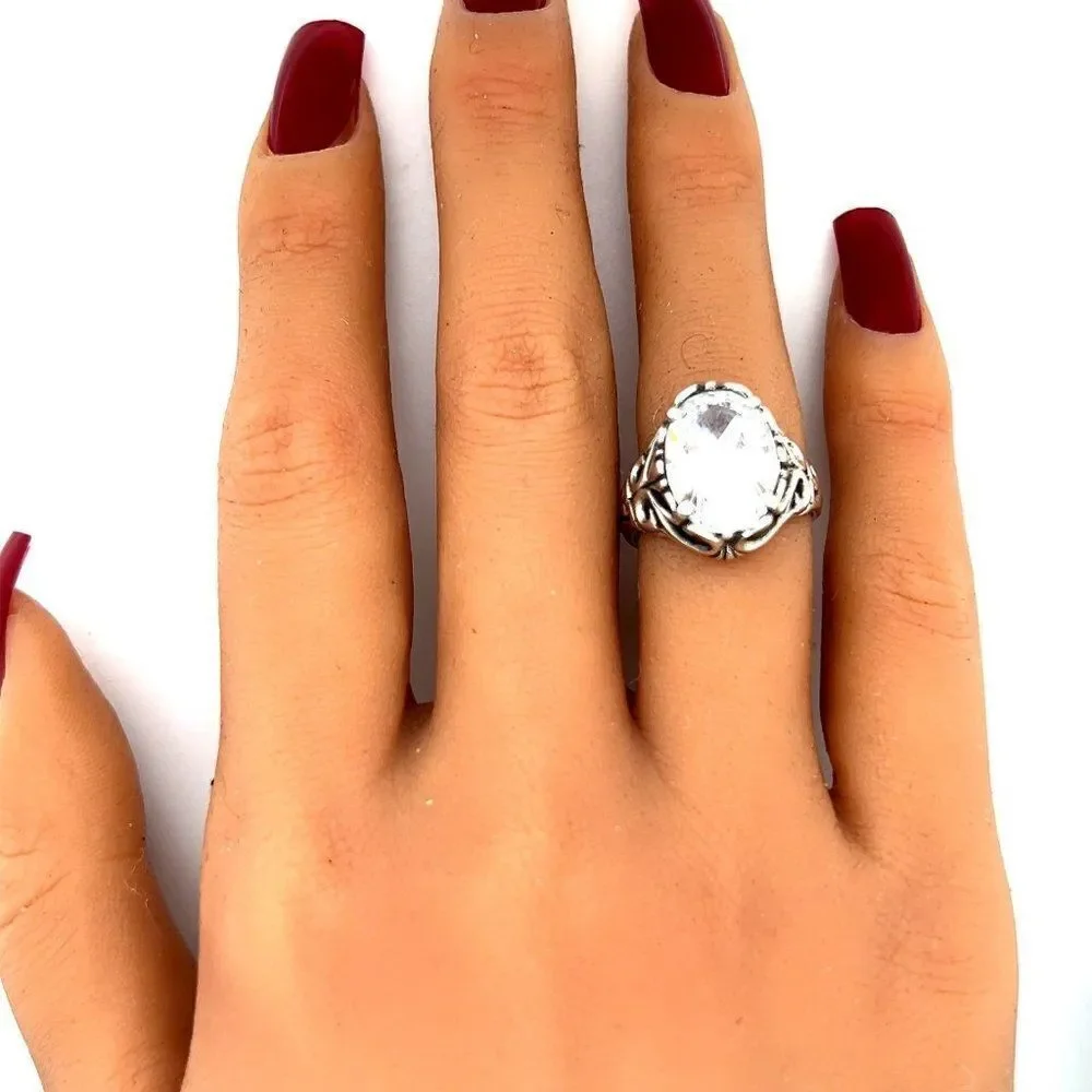 Large‎ Zircon Sterling Silver Ring